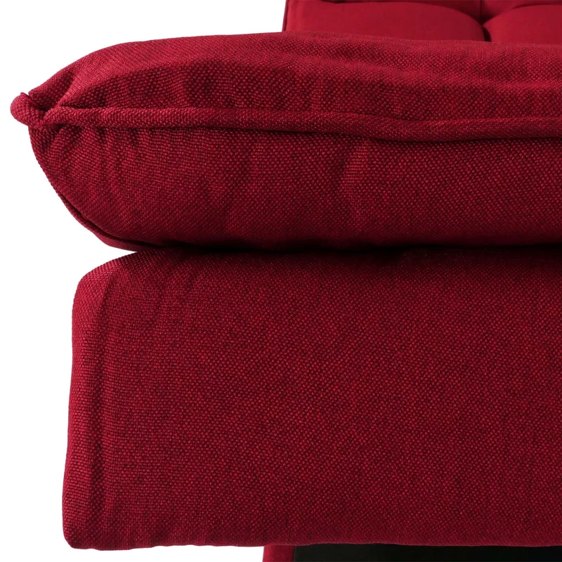 Canapé convertible 180 cm avec couchage 180 x 110 cm dossier réglable tissu bordeaux structure bois 04_0010151