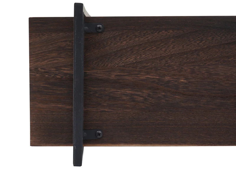 Étagère murale suspendue 3 niveaux en bois marron foncé et métal design industriel 60 x 60 x 18 cm 04_0008672