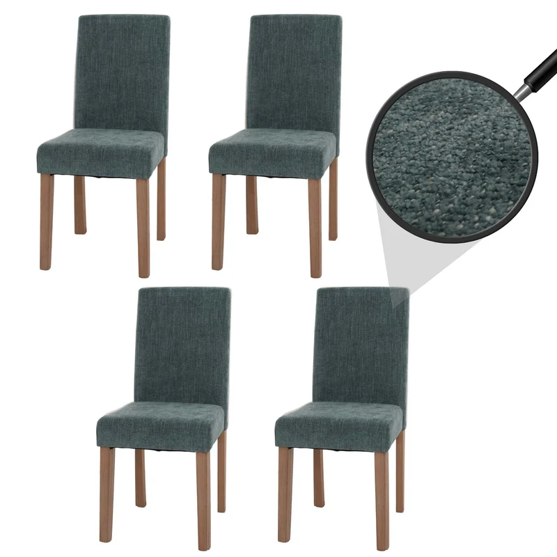 Lot de 4 chaises de salle à manger dossier haut en tissu bouclé vert pieds clair 04_0007519