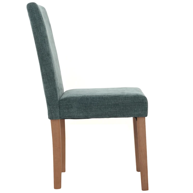 Lot de 4 chaises de salle à manger dossier haut en tissu bouclé vert pieds clair 04_0007519