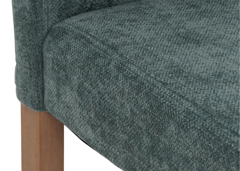 Lot de 4 chaises de salle à manger dossier haut en tissu bouclé vert pieds clair 04_0007519
