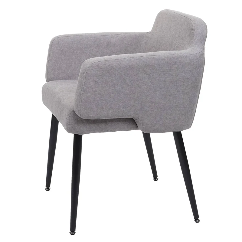 Chaise de salle à manger rembourrée avec accoudoirs tissu/textile métal gris 04_0006342