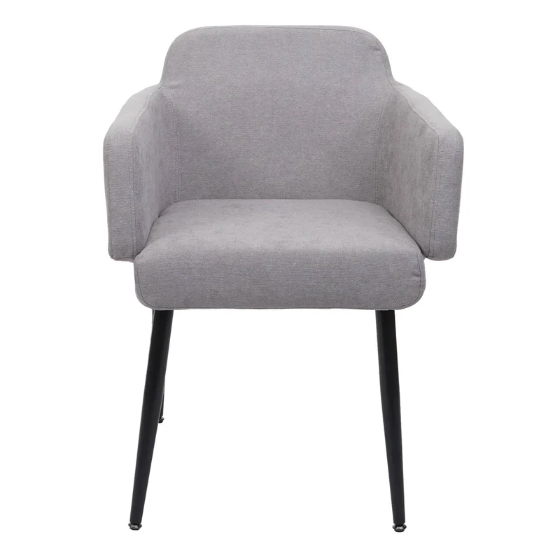 Chaise de salle à manger rembourrée avec accoudoirs tissu/textile métal gris 04_0006342