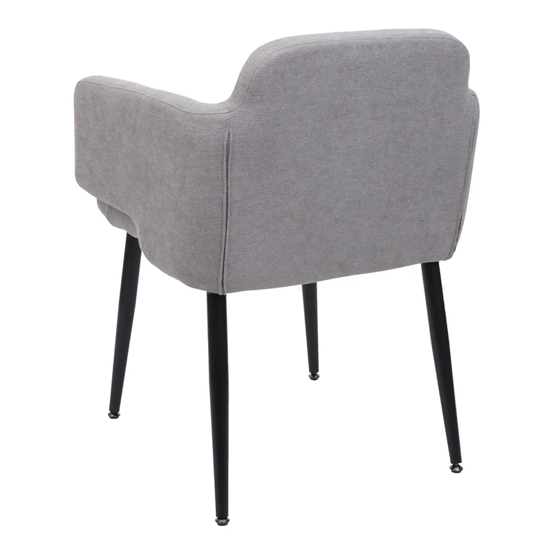 Chaise de salle à manger rembourrée avec accoudoirs tissu/textile métal gris 04_0006342