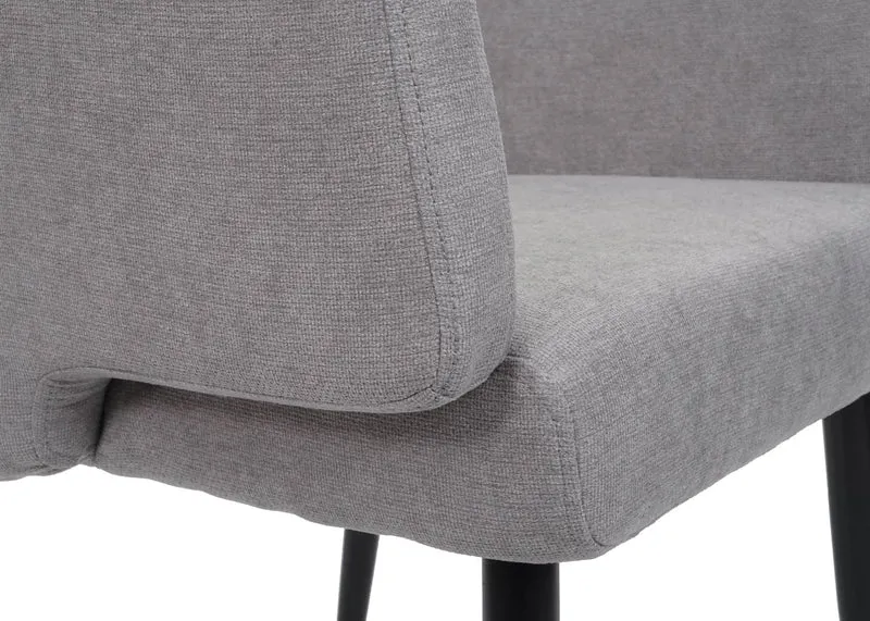 Chaise de salle à manger rembourrée avec accoudoirs tissu/textile métal gris 04_0006342