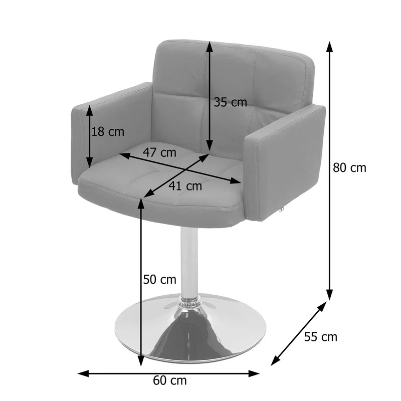 Chaise de salle à manger pivotante en PVC blanc coins et bords arrondis hauteur fixe 04_0006283