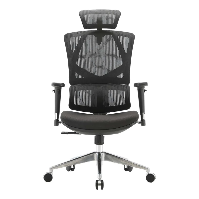 Fauteuil de bureau support lombaire ergonomique dossier haut accoudoirs en maille noir 04_0006220