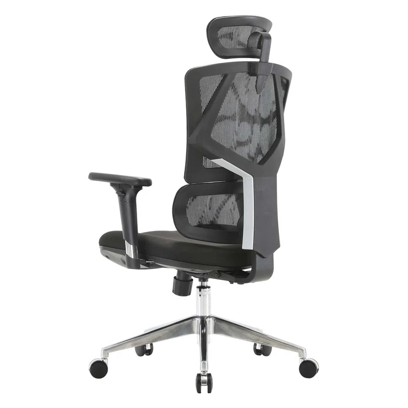 Fauteuil de bureau support lombaire ergonomique dossier haut accoudoirs en maille noir 04_0006220