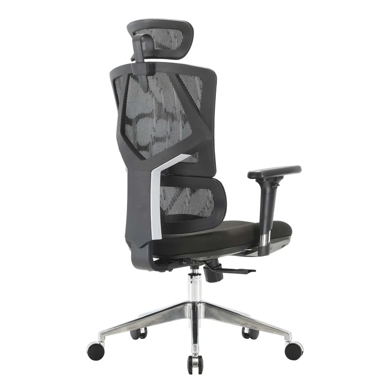 Fauteuil de bureau support lombaire ergonomique dossier haut accoudoirs en maille noir 04_0006220