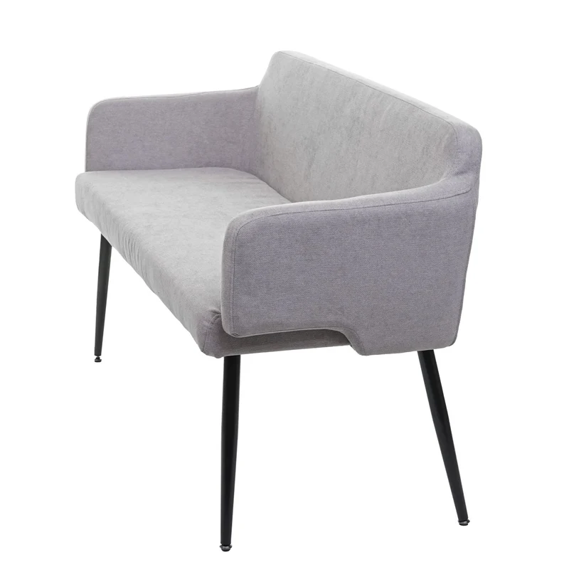 Ensemble de salle à manger 2x chaise de salle à manger et 1x banc en tissu gris 04_0006757