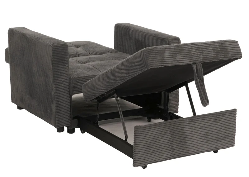 Fauteuil-lit lit d'appoint relaxation dossier réglable surface de couchage 197x100 cm tissu velours côtelé gris foncé 04_0006254