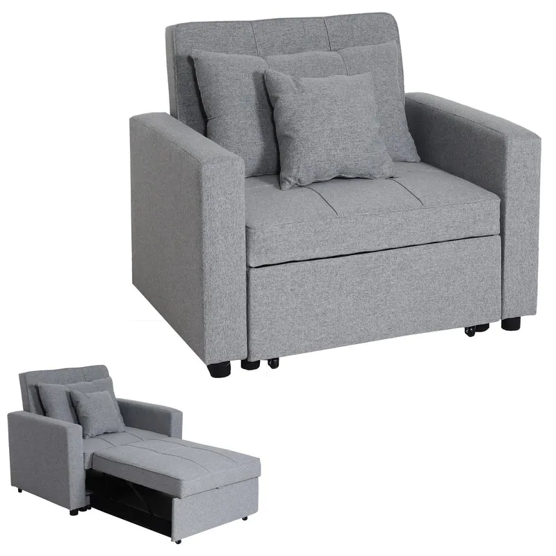 Fauteuil de couchage chaise pliante canapé-lit lit d'appoint relaxation surface de couchage 103x197 cm en tissu gris clair 04_0006248