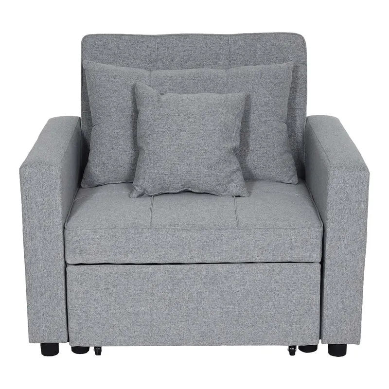 Fauteuil de couchage chaise pliante canapé-lit lit d'appoint relaxation surface de couchage 103x197 cm en tissu gris clair 04_0006248