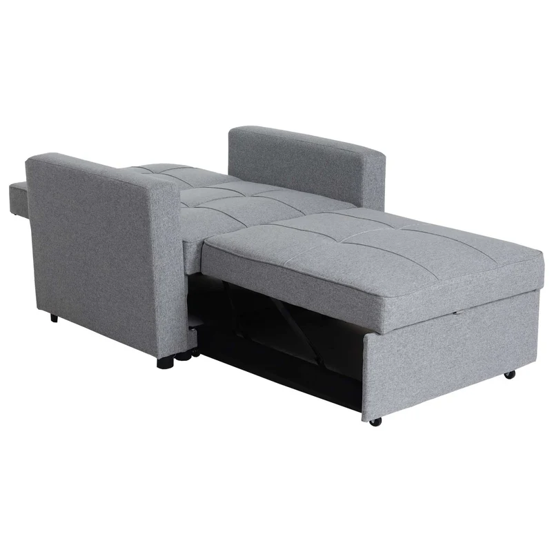 Fauteuil de couchage chaise pliante canapé-lit lit d'appoint relaxation surface de couchage 103x197 cm en tissu gris clair 04_0006248