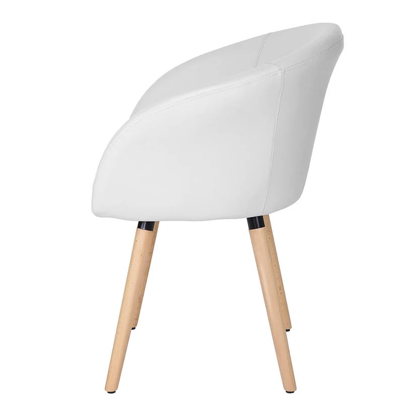 Chaise de salle à manger cuisine design rétro scandinave en PVC blanc pieds clair 04_0002373