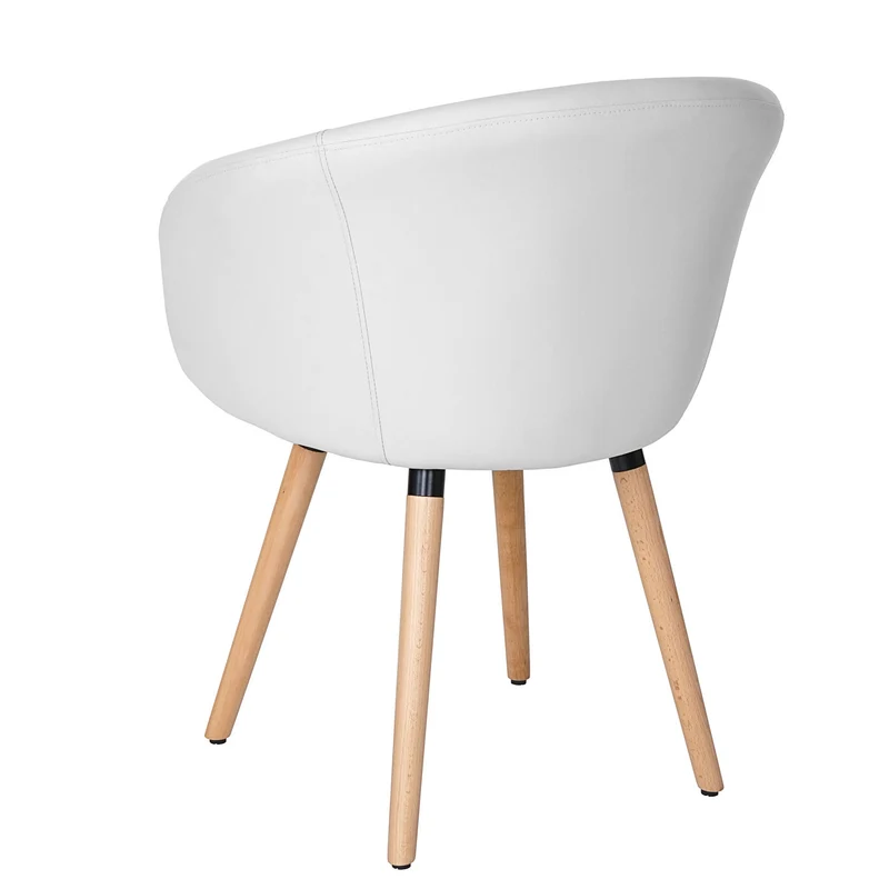 Chaise de salle à manger cuisine design rétro scandinave en PVC blanc pieds clair 04_0002373
