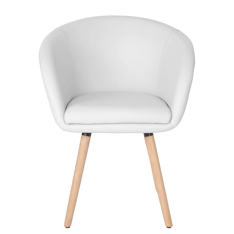 Chaise de salle à manger cuisine design rétro scandinave en PVC blanc pieds clair 04_0002373