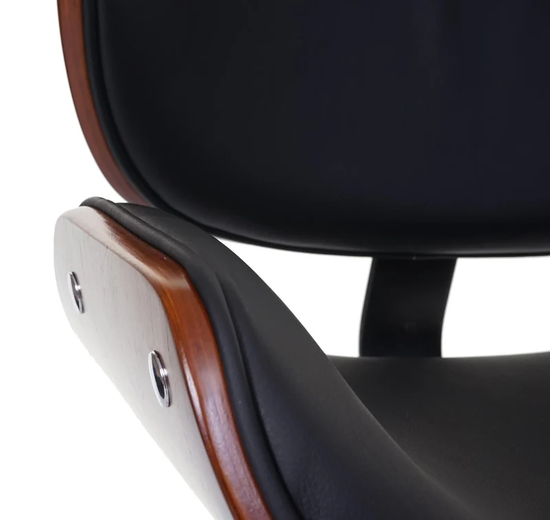Chaise fauteuil de bureau pivotante aspect noyer courbé hauteur réglable pivotante design rétro marron 04_0001858