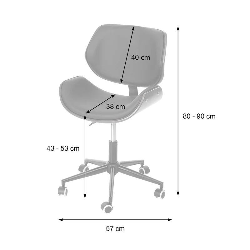 Chaise fauteuil de bureau pivotante aspect noyer courbé hauteur réglable pivotante design rétro marron 04_0001858