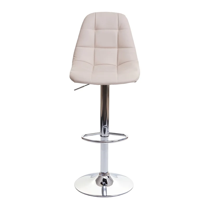 2x tabourets de bar comptoir chaise haute en synthétique crème base et cadre en acier chromé 04_0000104