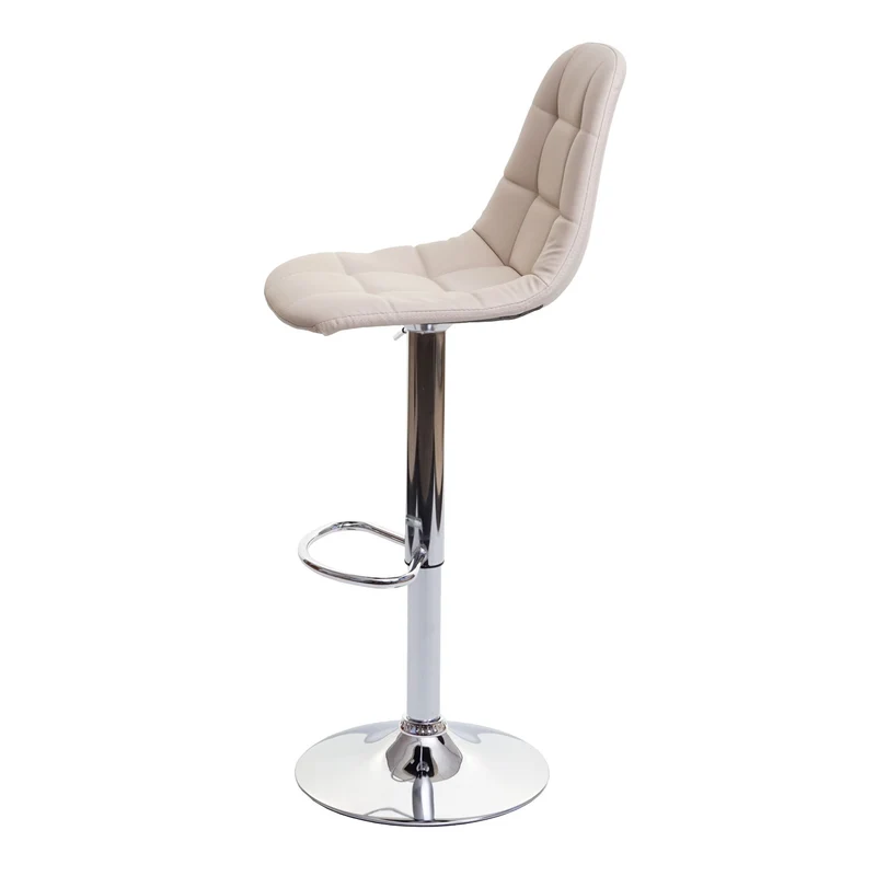 2x tabourets de bar comptoir chaise haute en synthétique crème base et cadre en acier chromé 04_0000104