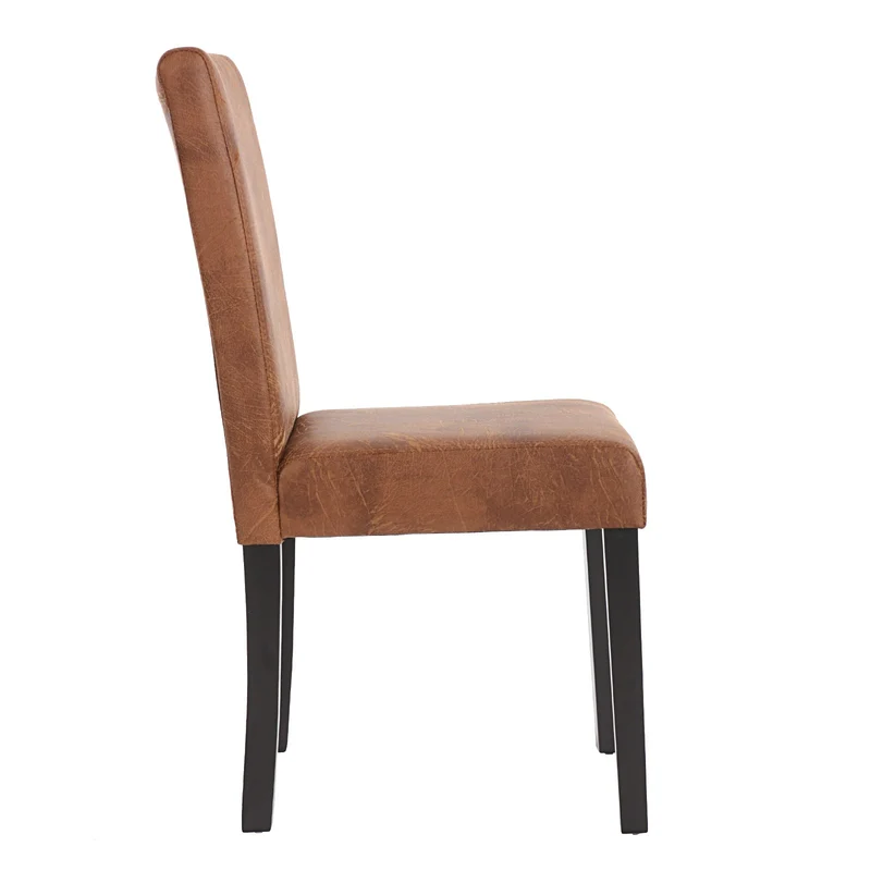 Lot de 4 chaises de salle à manger synthétique marron vieilli pieds foncés CDS04150