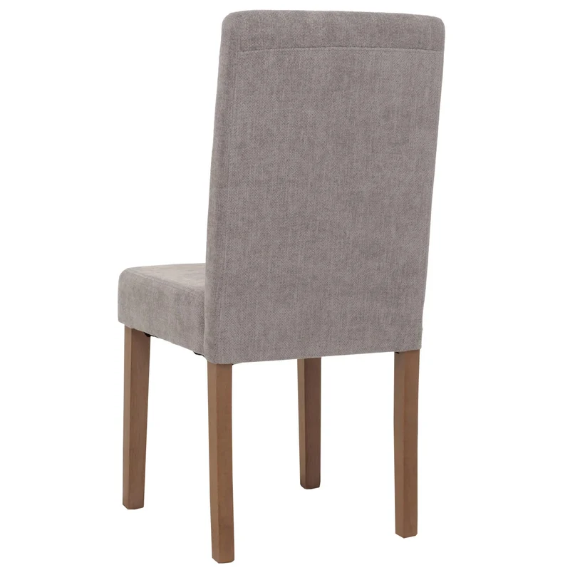 Lot de 2 chaises de salle à manger dossier haut en tissu chenille gris clair pieds en bois clairs 04_0007322