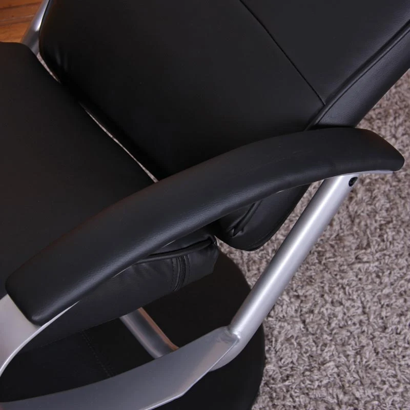 Fauteuil lounge TV relax avec tabouret rotatif inclinable en synthétique noir 04_0003630