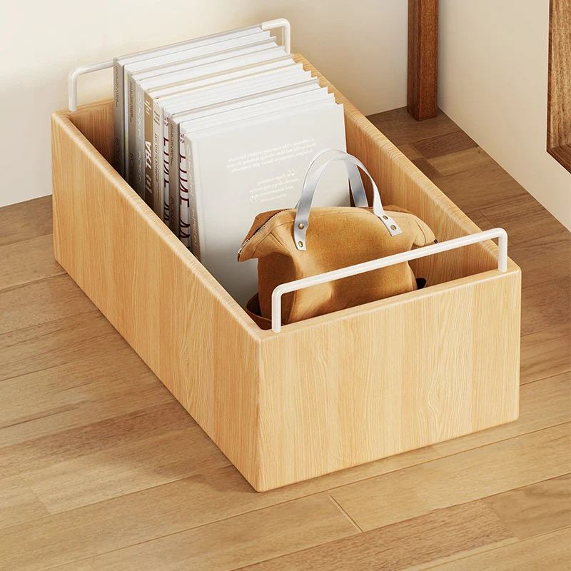 Modern Minimalist Movable Rectangular Rubberwood Iron Kids Storage Cabinet 1-Cabinet For Study