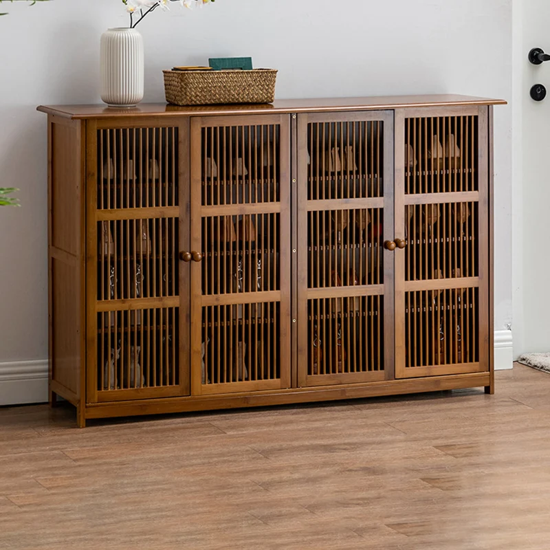 Traditional Rustic Rectangular Bamboo Medium Density Fiberboard Shoe Storage 2-Cabinet For Entryways