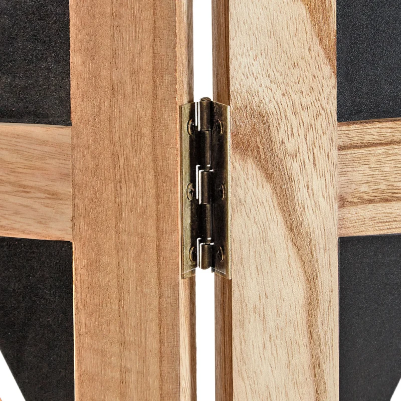 Paravent en 3 panneaux séparateur de pièce en bois et MDF noir 170x120 cm PAR06089