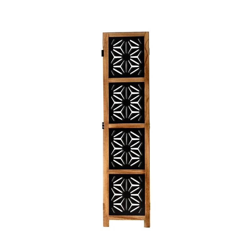 Paravent en 3 panneaux séparateur de pièce en bois et MDF noir 170x120 cm PAR06089