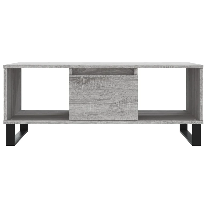 Table basse avec tiroir 90 x 50 x 36,5 cm bois d'ingénierie gris et métal DEC040130