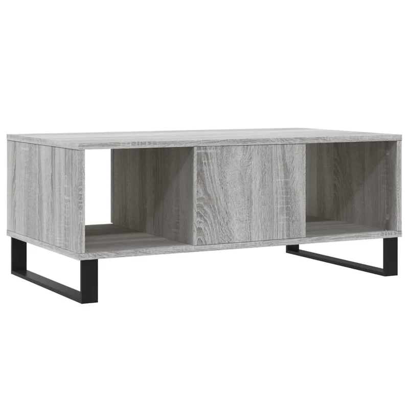 Table basse avec tiroir 90 x 50 x 36,5 cm bois d'ingénierie gris et métal DEC040130
