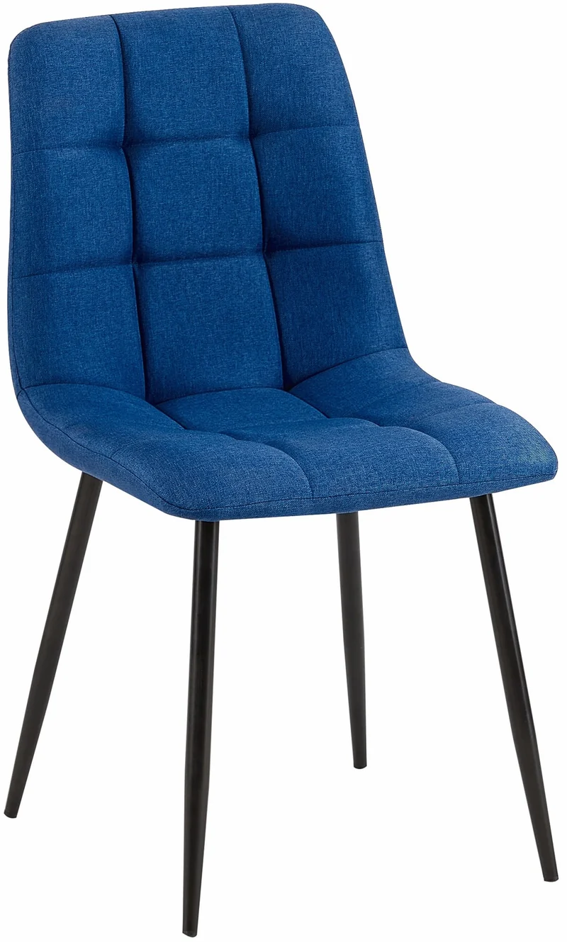 Lot de 4 chaises de salle à manger en tissu bleu pieds métal noir design moderne et confortable CDS10410