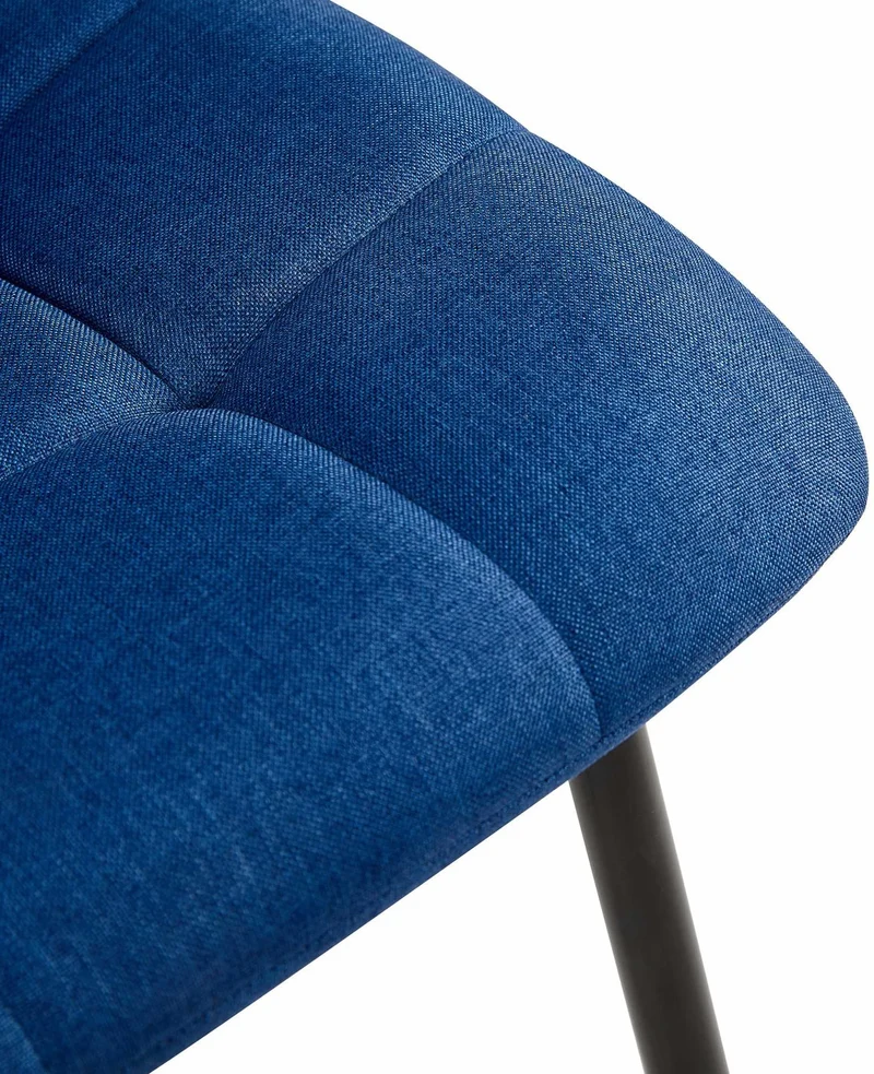 Lot de 4 chaises de salle à manger en tissu bleu pieds métal noir design moderne et confortable CDS10410