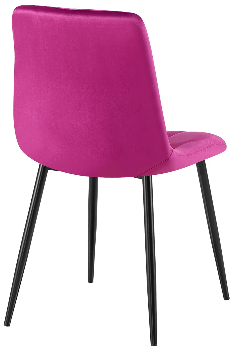 Lot de 2 chaises de salle à manger design moderne surpiqûres en losange velours violet et cadre métal noir 10_0007611