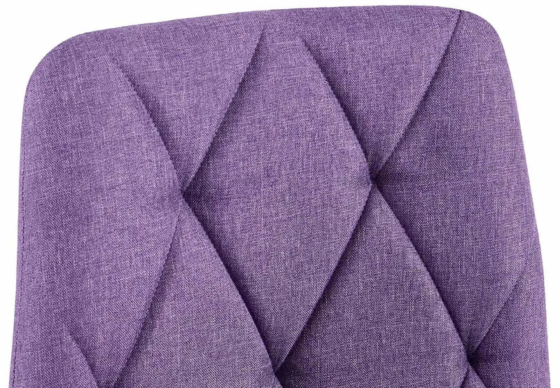 Lot de 2 chaises de salle à manger design moderne surpiqûres en losange tissu violet et cadre métal noir 10_0007601