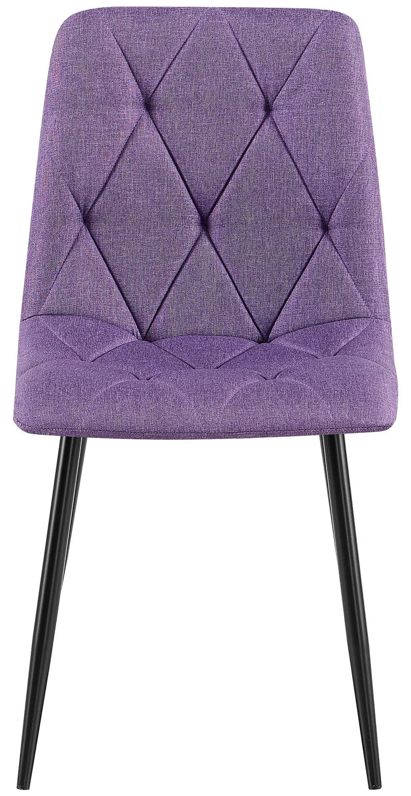 Lot de 2 chaises de salle à manger design moderne surpiqûres en losange tissu violet et cadre métal noir 10_0007601