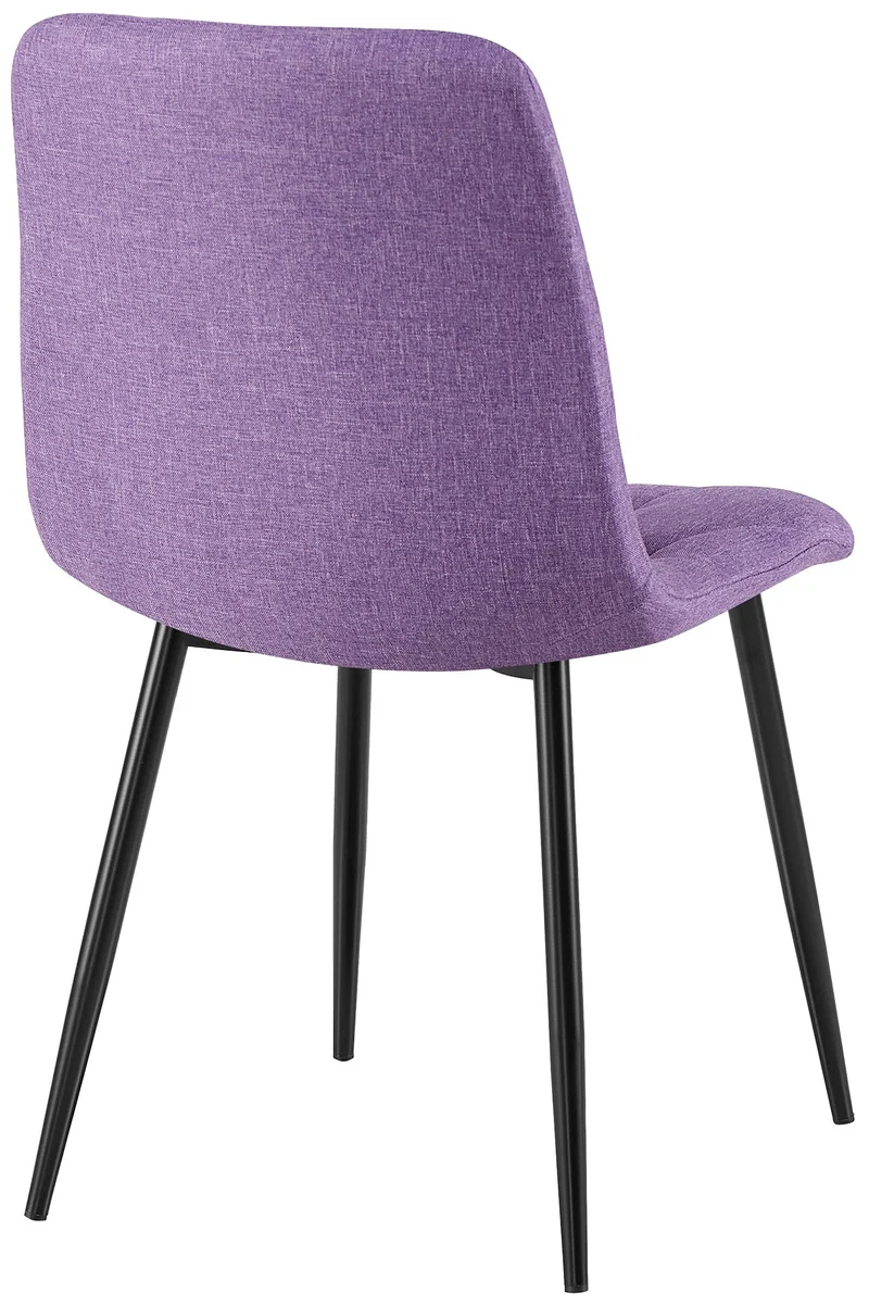 Chaise de salle à manger x1 design moderne surpiqûres en losange tissu violet et cadre métal noir 10_0007361