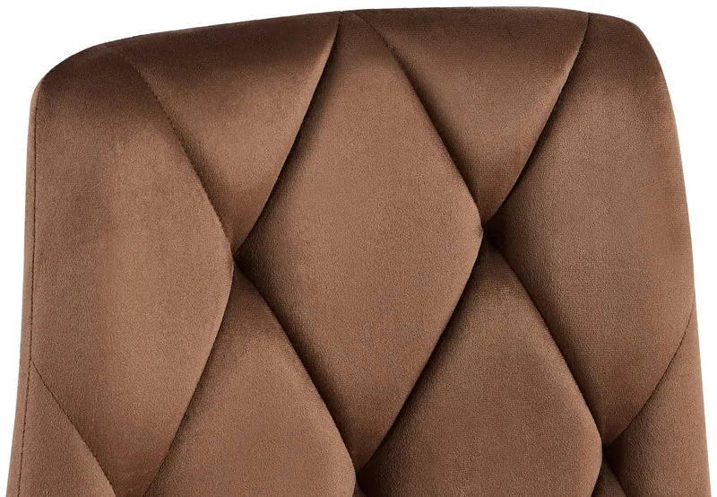 Lot de 2 chaises de salle à manger design moderne surpiqûres en losange velours marron et cadre métal noir 10_0007353