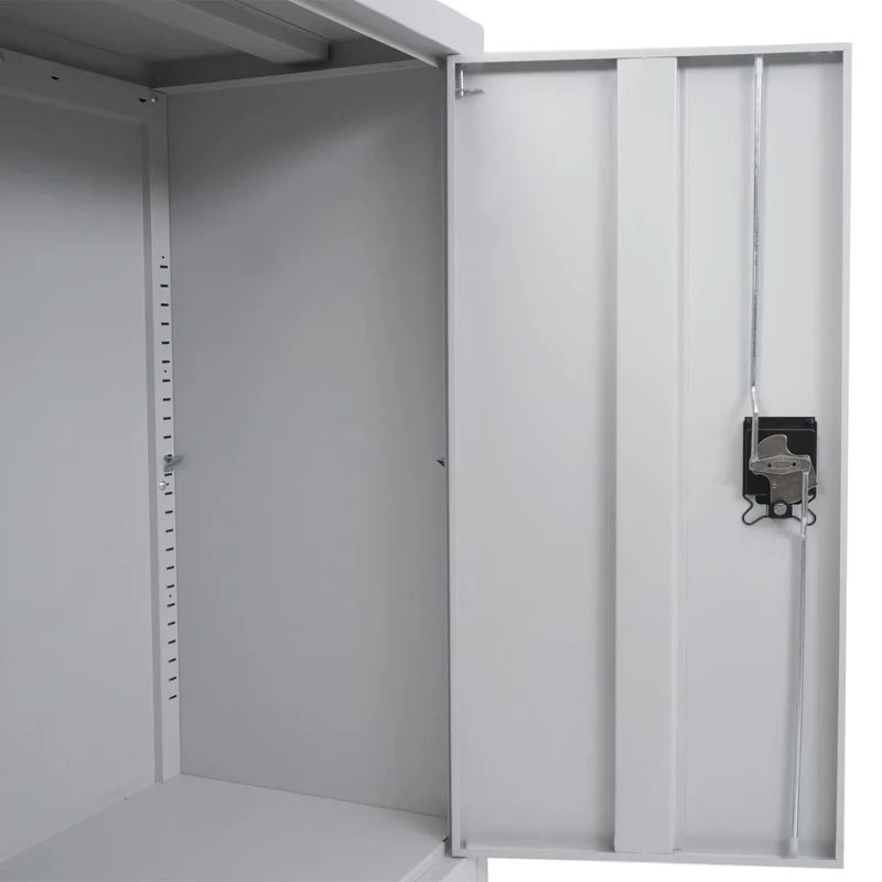 Armoire de bureau métallique gris clair avec roulettes meuble de rangement verrouillable 2 portes étagère réglable 04_0009382