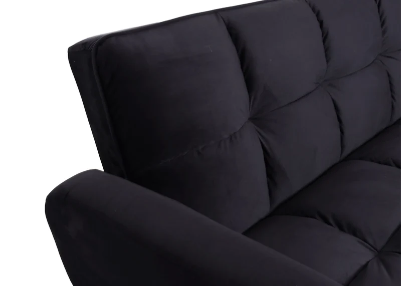Canapé convertible 3 places avec fonction lit dossier réglable 3 positions assise confortable avec accoudoirs tissu velours noir 04_0010434