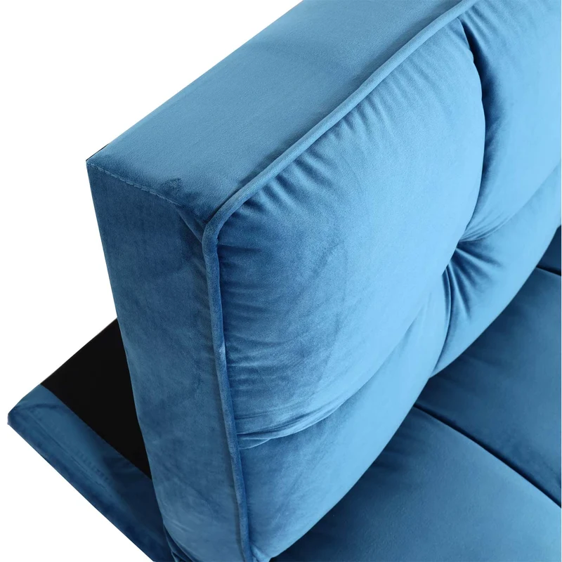 Canapé convertible avec fonction lit dossier réglable 3 positions assise épaisse confortable style moderne tissu velours bleu 04_0010428