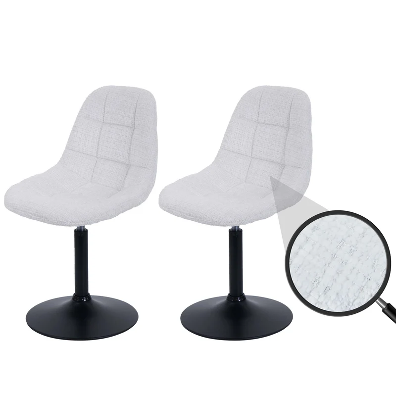 Lot de 2 chaises de salle à manger pivotantes 360° pied central en acier siège en tissu chenille crème 04_0009888