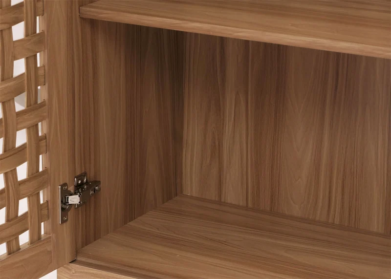 Armoire de rangement design avec portes effet tressé 3D meuble avec tiroirs et étagères 138 cm MDF marron 04_0009816