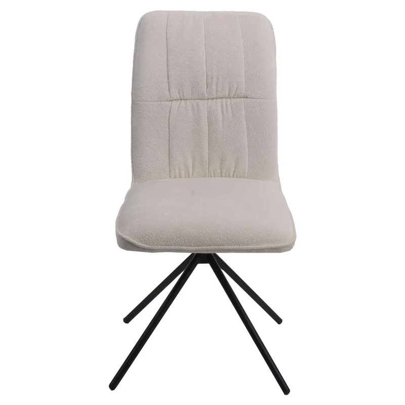 Lot de 2 chaises de salle à manger pivotantes 180° avec retour automatique rembourrage confortable tissu chenille crème et pieds métal 04_0009716