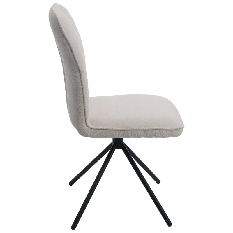 Lot de 2 chaises de salle à manger pivotantes 180° avec retour automatique rembourrage confortable tissu chenille crème et pieds métal 04_0009716