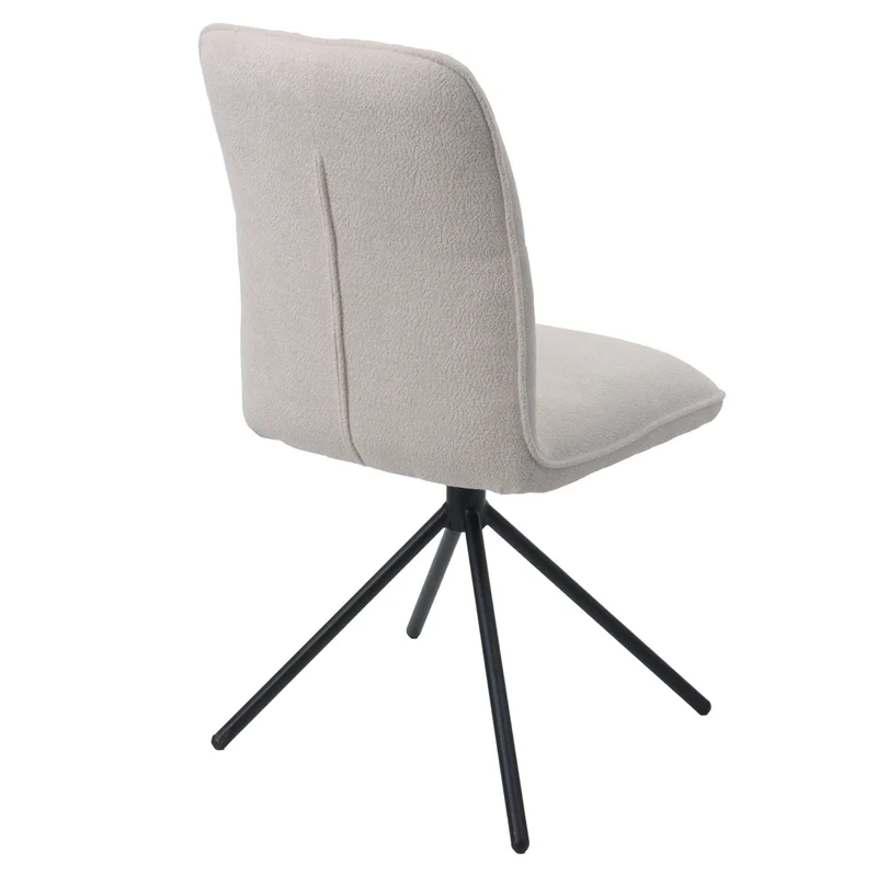 Lot de 2 chaises de salle à manger pivotantes 180° avec retour automatique rembourrage confortable tissu chenille crème et pieds métal 04_0009716