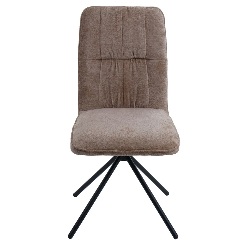 Lot de 2 chaises de salle à manger pivotantes 180° avec retour automatique rembourrage confortable en tissu chenille marron clair pieds métal 04_0009715